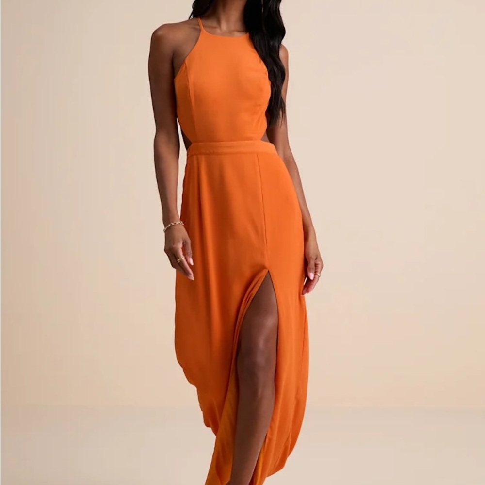 Lulus Orange Backless Maxi Dress - Medium